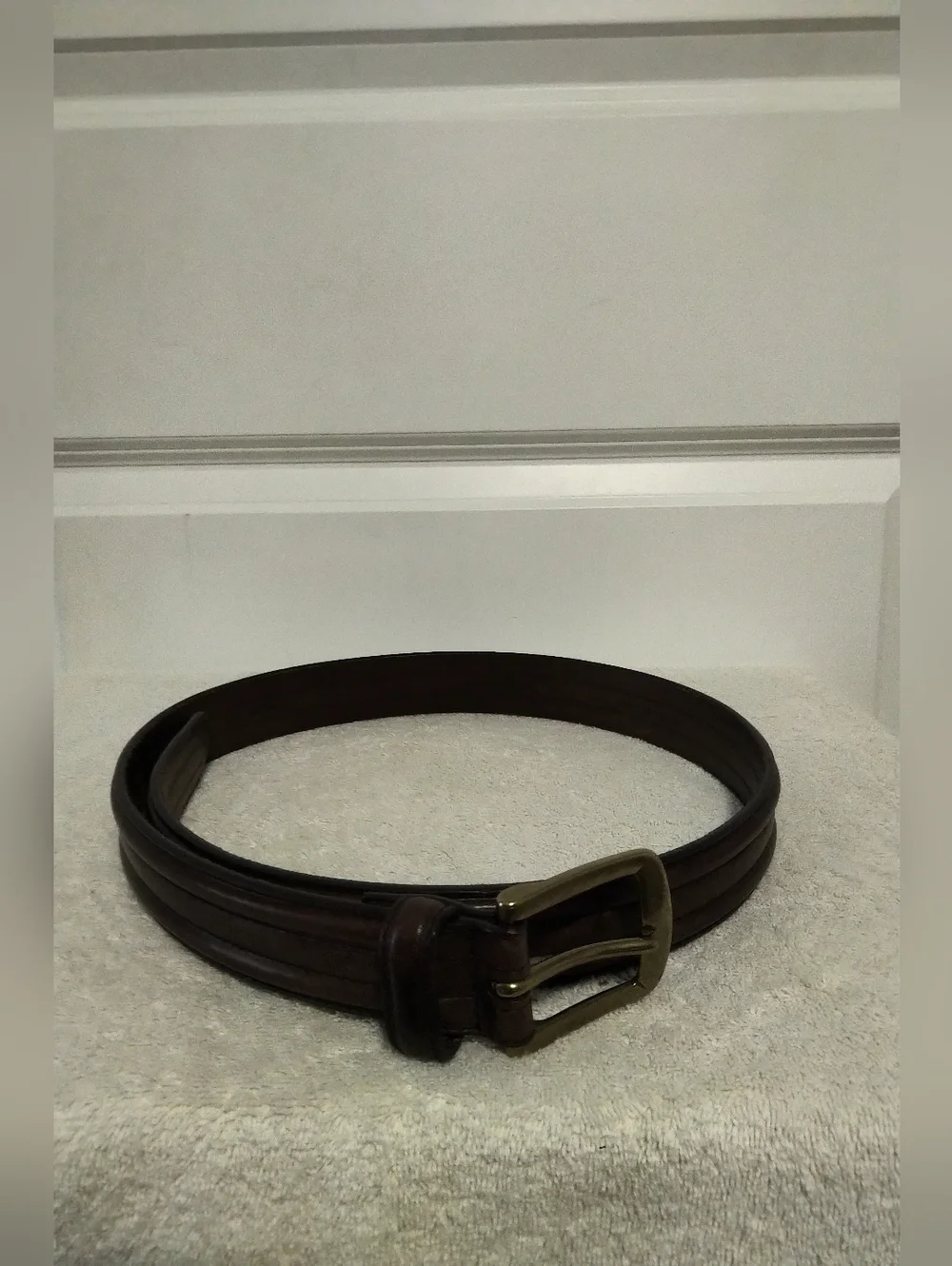 Polo Ralph Lauren Brown Genuine Leather Men's Belt with Brass Buckle - Size 36